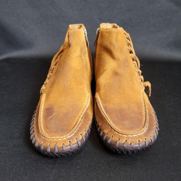 Antelope Size 37 / 6.5-7 US Suede Moccasins Boots Shoes Side Zip NEW! Hard Sole - Picture 4 of 9